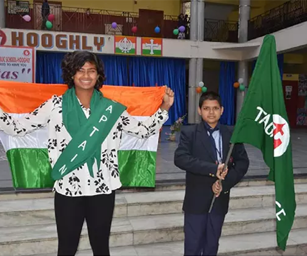 Titas Sadhu who played in U19 T20 World Cup 2023 visited her alma mater TIGPS, Hooghly.